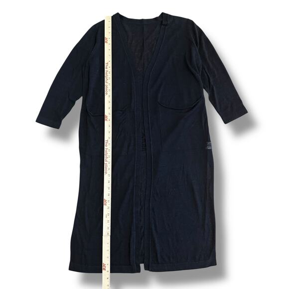 Amber Cashmere Black Longline Cardigan Sweater Coatigan Small Korea Minimalist‎ - Picture 6 of 11
